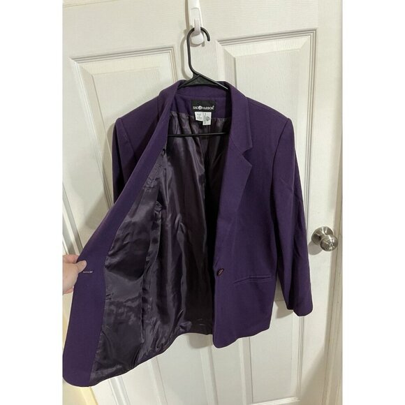 Vintage 90s Retro Sag Harbor Women's 12 100% Pure Wool Blazer Jacket Purple - Picture 6 of 6